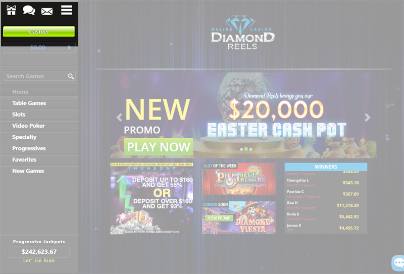 diamond reels casino no deposit bonus 2024